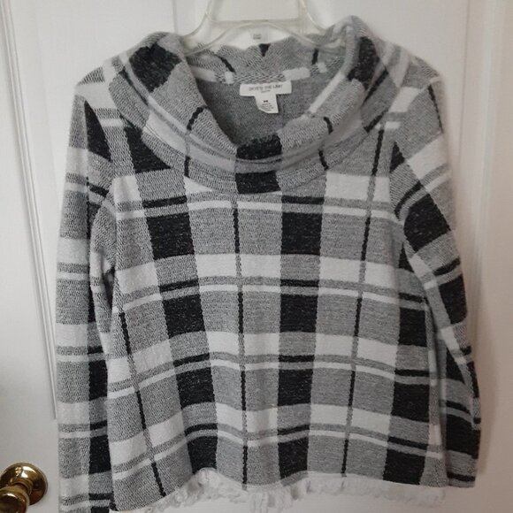 Skye's The Limit Small Petite Black/White Cowl Neck 20" Sleeve Sweater - Picture 1 of 4